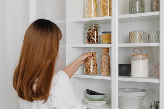 Organized pantry to ensure balanced nutrition for daily wellness 