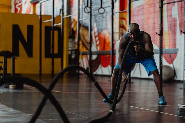 Man doing functional training exercises for real life strength and mobility 