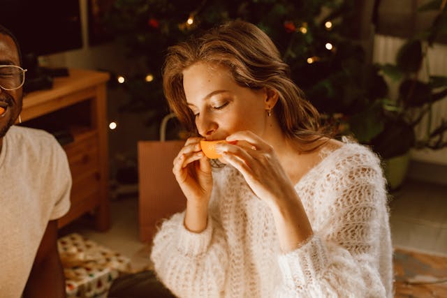 Mindful eating visual representing psychological power of balanced plant-based snacks for mid-day energy.