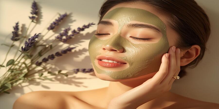Woman enjoying her natural skin care routine for glowing and healthy skin 🌸 Relaxation and self-care concept
