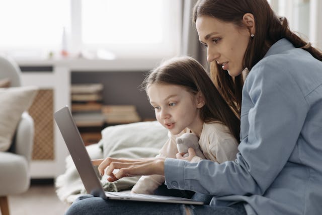 Happy family enjoying a smart home devices for healthy lifestyle 