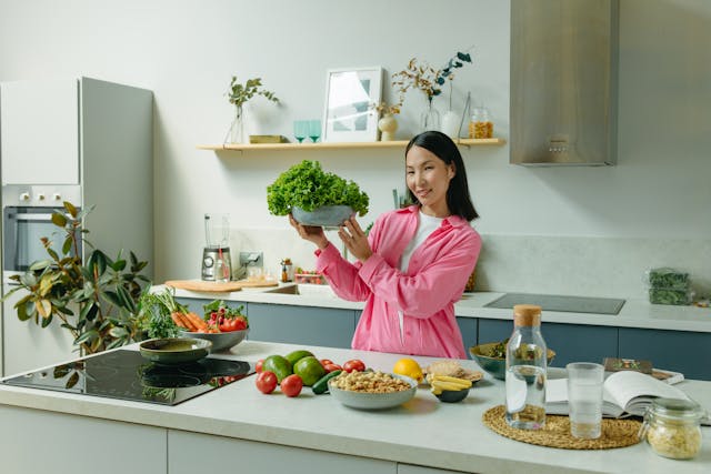 Visual of a person embracing nutritious eating habits for long-term health benefits