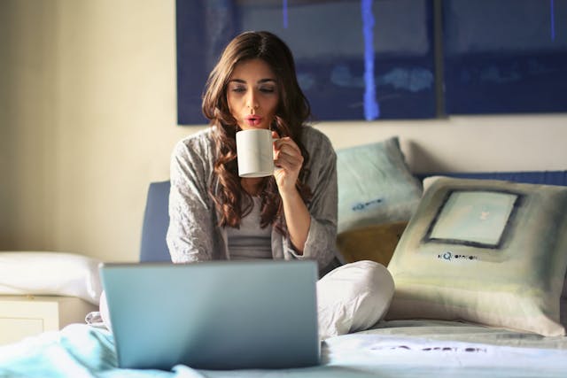 Morning routine with planner and coffee showing productivity habits