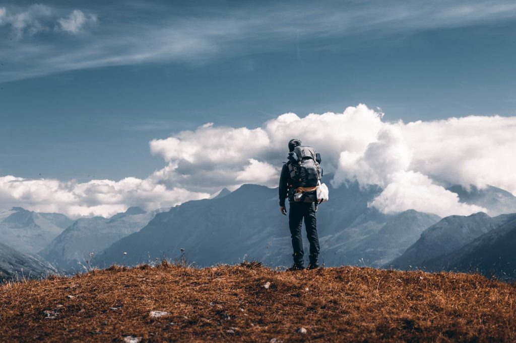 Breathtaking view of scenic peaks during epic mountain adventures