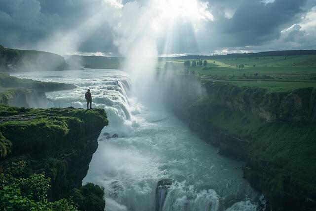 Most beautiful waterfalls in the world - traveler overlooking stunning waterfalls with mist and lush greenery, perfect for planning your waterfall adventure