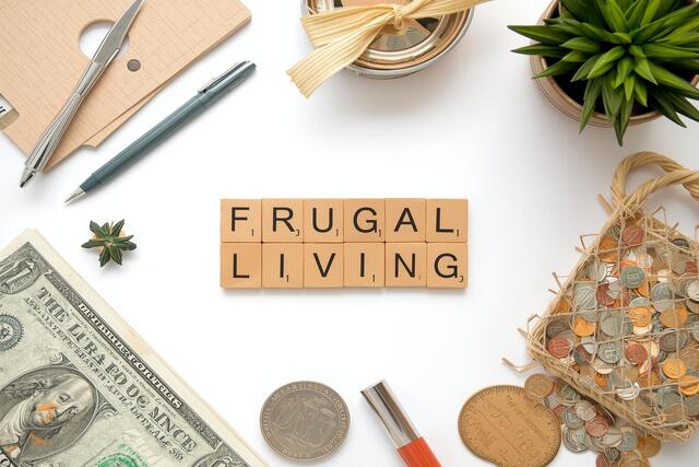 Frugal living lifestyle with simple budgeting and money saving 