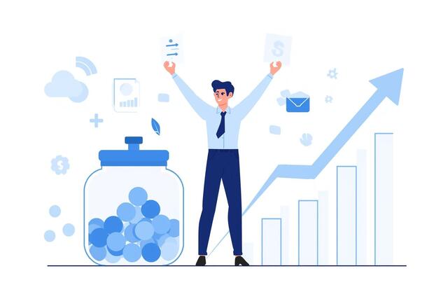 Visual of financial freedom achieved by applying the Golden Rules to Automate Finances with savings and productivity growth