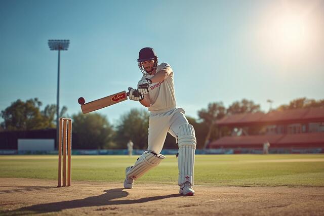 Fitness Benefits of Playing Cricket – Batsman hitting the ball showing strength, agility, and overall fitness
