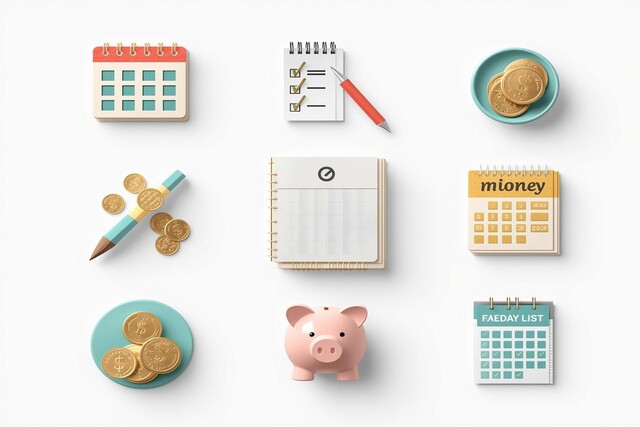 Money-saving hacks for productive living concept illustration