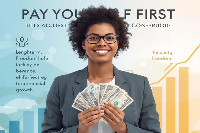 Pay Yourself First Method illustration showing smart saving, financial planning, and wealth growth
