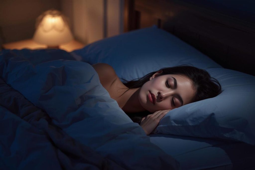 showing the connections between sleep and emotional balance, highlighting restful sleep and mental wellness
