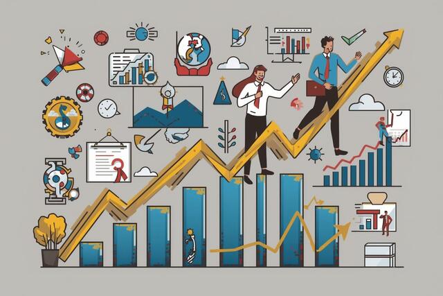 Motivational illustration representing success and career sigma rules with career growth, leadership, and personal development elements. 