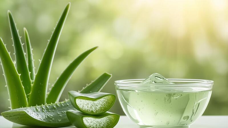 Aloe Vera leaves and gel highlighting Aloe Vera Benefits for Skin for natural skincare and hydration.
