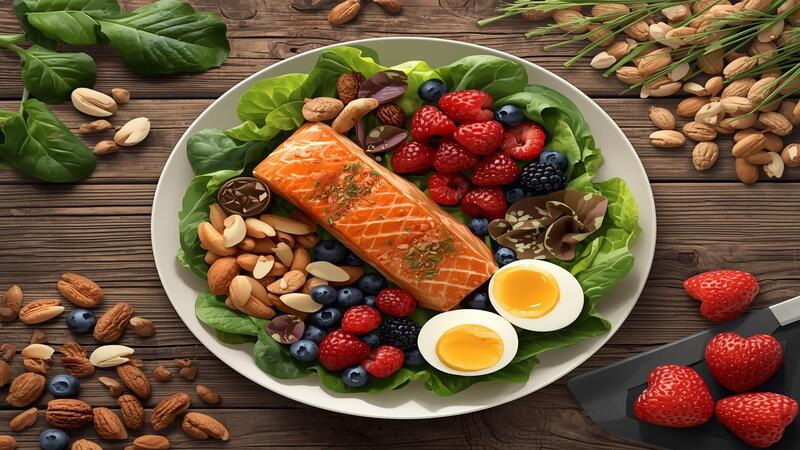 A healthy meal featuring the best foods for eyesight including leafy greens, salmon, berries, and eggs to support eye health naturally.