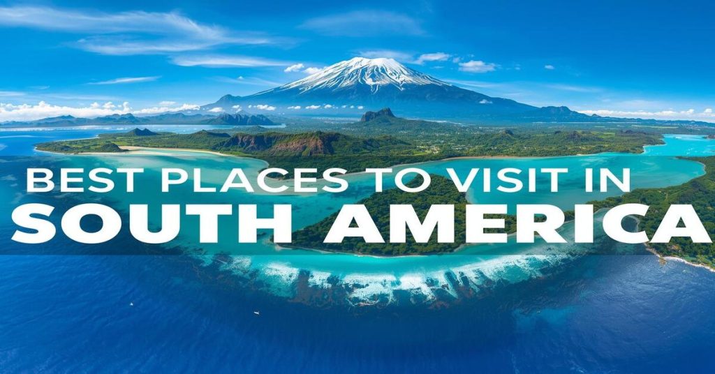 Panoramic view of the Best Places to Visit in South America featuring mountains, beaches, and rainforests for travel and adventure.