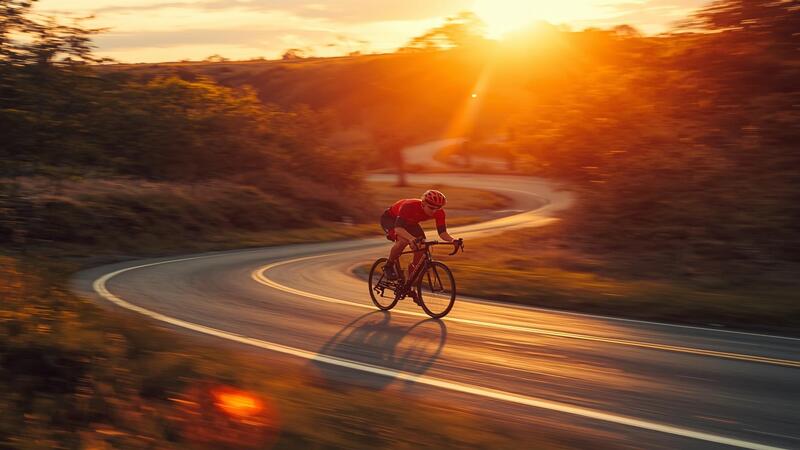 Cycling Benefits for Fitness π΄ββοΈ β Motivational scene of a cyclist on a scenic outdoor trail promoting health, wellness, and energy.