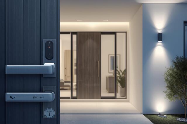 Smart Home Security concept with smart cameras, locks, motion sensors, and automated lighting ensuring a safe and secure home.

