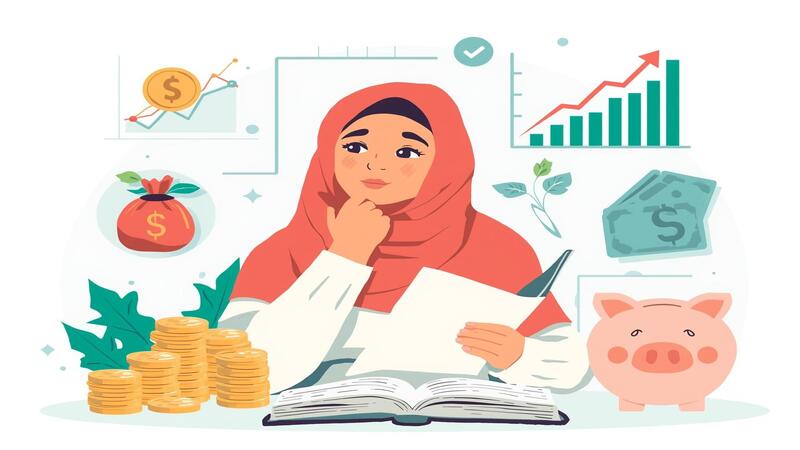 "Smart Saving Strategies header image showing a person planning finances with coins, piggy bank, and charts representing money growth."