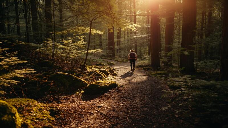 Person walking on a peaceful forest path, symbolizing personal growth and reflection to Stop Comparing Yourself.