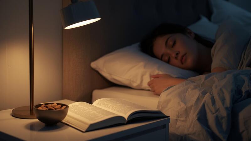 Top 10 benefits of almonds for better sleep 🌙 - peaceful bedroom scene with almonds promoting restful sleep and mental wellness 