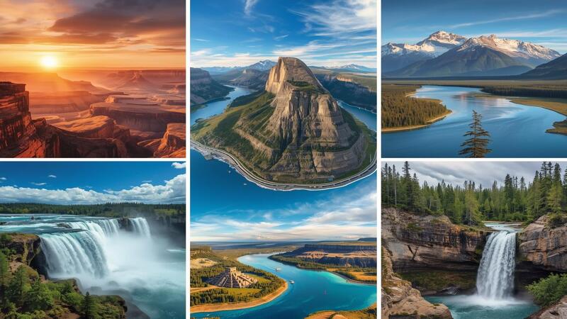 Top 10 Best Places to Visit in North America 🌎 featuring Grand Canyon, Banff, Niagara Falls, Tulum, and Alaska for ultimate travel inspiration.
