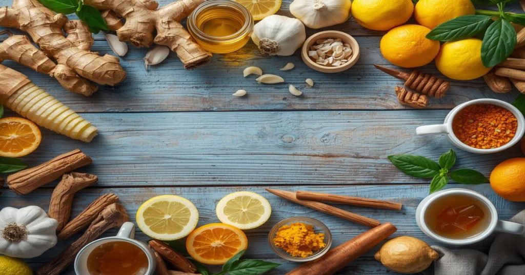 Top 10 best foods for cold and cough relief including ginger, garlic, citrus fruits, honey, turmeric, and herbal teas to boost immunity naturally