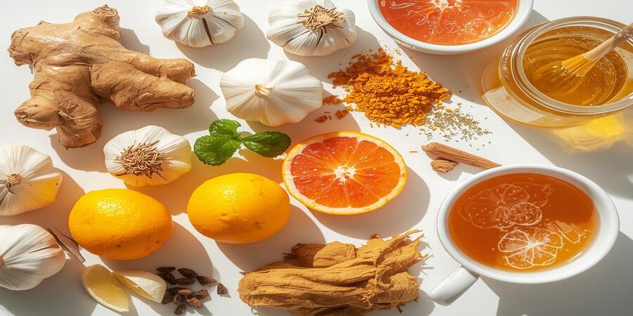 Top 10 best foods for cold and cough relief including ginger, garlic, citrus fruits, honey, turmeric, and herbal teas to boost immunity naturally