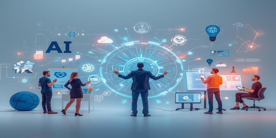 Inspiring illustration of AI supporting personal growth, productivity, and creativity, representing the best AI websites for smart lifestyle.