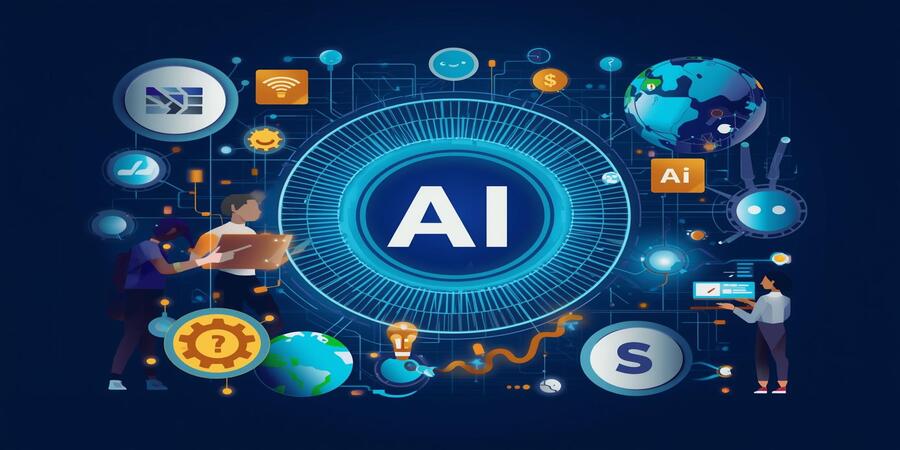 Futuristic digital illustration showing AI technology and smart productivity tools representing the best AI websites for tech and smart lifestyle.