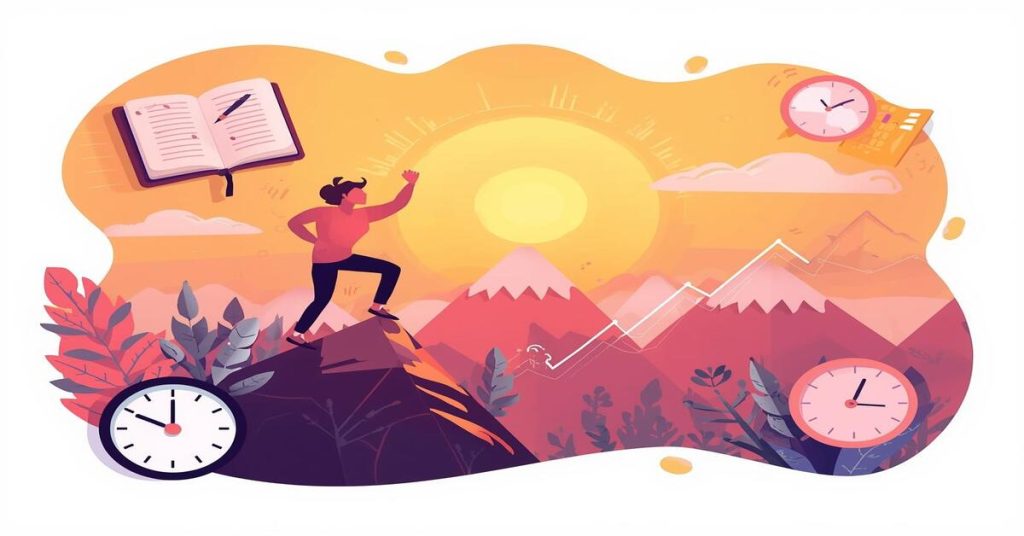 Empowering illustration showing how to build grit and discipline, highlighting mental toughness, focus, and personal growth.