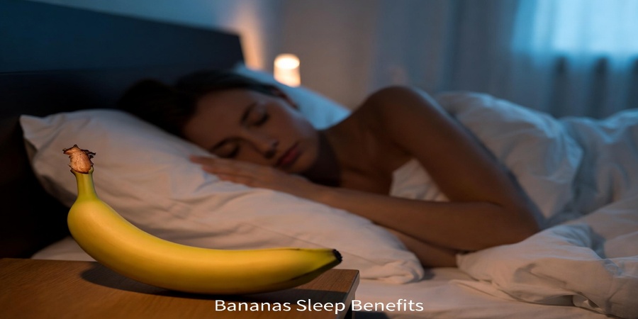 Person sleeping peacefully with a banana nearby, symbolizing the bananas sleep benefits for natural better rest.